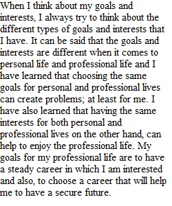 Goals and Interests Statement Draft